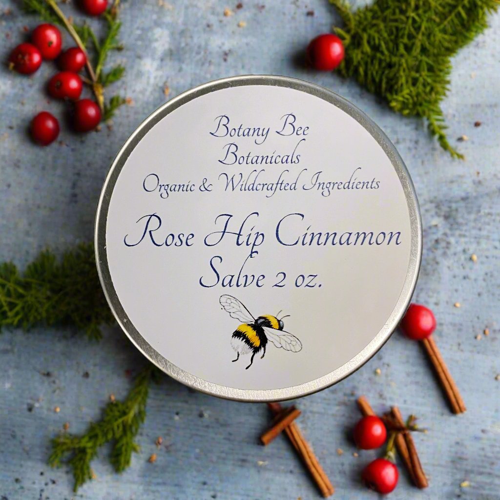 Organic Rose Hip Cinnamon, Salve for Skin, Sunflower Oil, Beeswax, Vitamin E