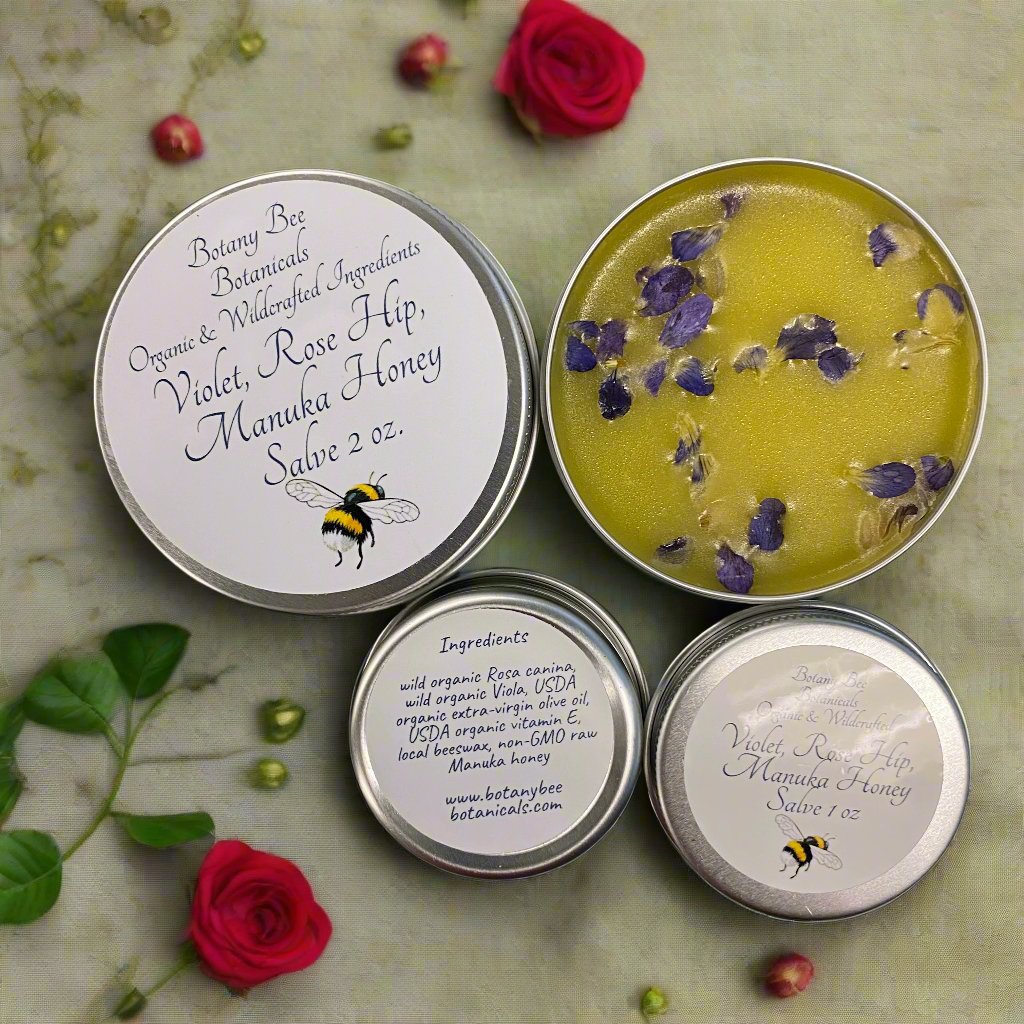 Organic Violet, Rose Hip, Manuka Honey Salve with Vitamin E